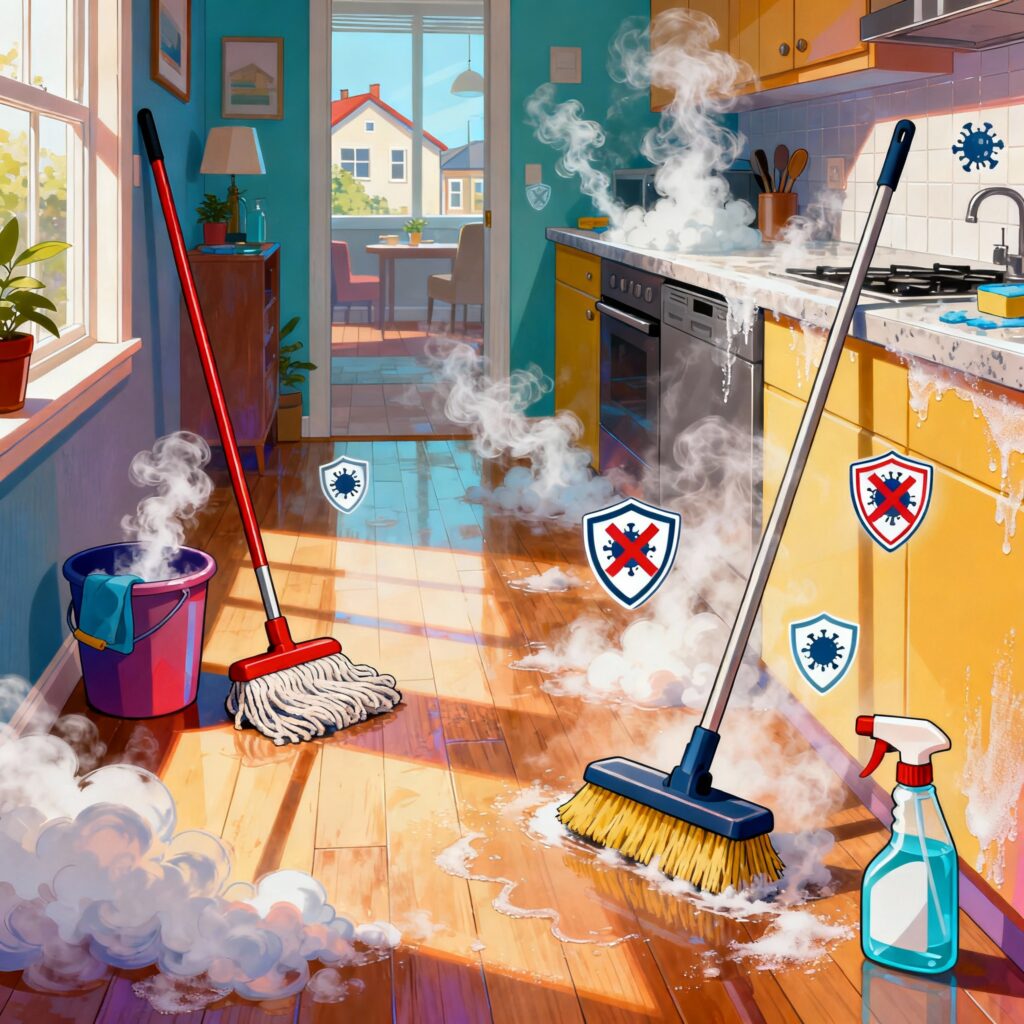 تنظيف البيوت والشقق بالبخار مع التعقيم الشامل