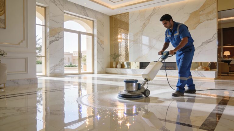 تنظيف الأرضيات الرخام والبورسلان بالرياض | لمعان فاخر بضمان