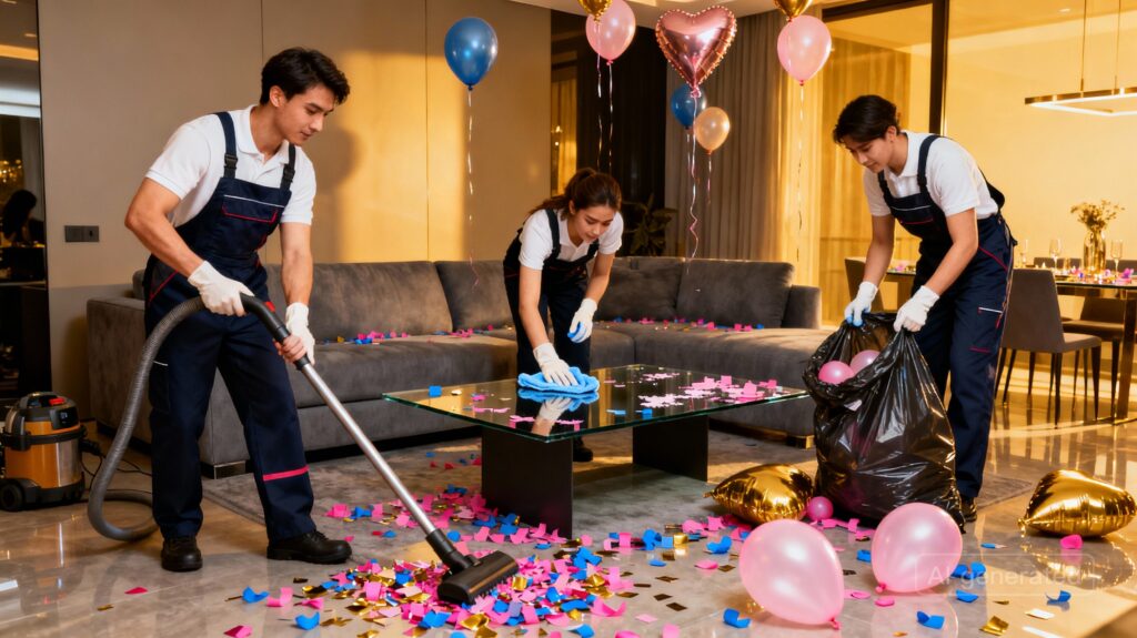 تنظيف البيوت بعد الحفلات والمناسبات بسرعة واحتراف