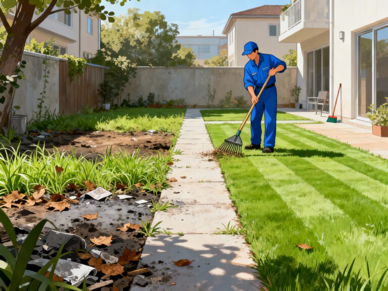 عامل تنظيف الحوش خدمة شاملة لإعادة حوشك جديد